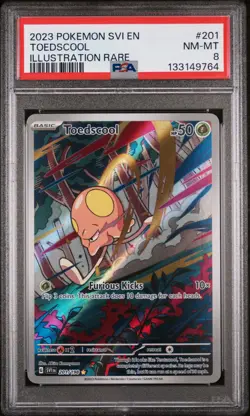 2023 POKEMON SVI EN-SCARLET & VIOLET ILLUSTRATION RARE #201 TOEDSCOOL PSA 8 - Image 1