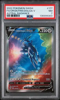 2022 POKEMON SWORD & SHIELD ASTRAL RADIANCE FULL ART/ORIGIN FORME DIALGA V PSA 7 - Image 1