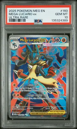 2025 POKEMON MEG EN-MEGA EVOLUTION ULTRA RARE #160 MEGA LUCARIO EX PSA 10 - Image 1