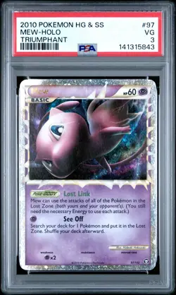 2010 POKEMON HEARTGOLD & SOULSILVER TRIUMPHANT #97 MEW-HOLO PSA 3 - Image 1