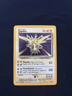 Pokemon TCG Zapdos Holo Rare 16/102 Base Set Unlimited Vintage 1999 WOTC - Image 1