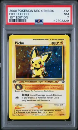 2000 POKEMON NEO GENESIS 1ST EDITION #12 PICHU-HOLO PSA 7 - Image 1