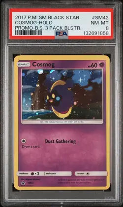 2017 POKEMON BURNING SHADOW THREE PACK BLISTERS COSMOG-HOLO PSA 8 - Image 1