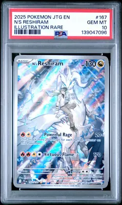 2025 POKEMON JTG EN-JOURNEY TOGETHER ILLUSTRATION RARE #167 N'S RESHIRAM PSA 10 - Image 1