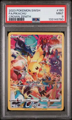 2023 POKEMON SWORD & SHIELD CROWN ZENITH #160 FULL ART/PIKACHU PSA 9 - Image 1