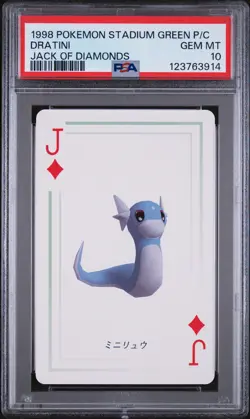 1998 POKEMON STADIUM GREEN VERSION PLAYING CARDS JACK OF DIAMONDS DRATINI PSA 10 - Image 1
