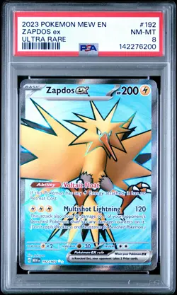 2023 POKEMON MEW EN-151 ULTRA RARE #192 ZAPDOS EX PSA 8 - Image 1
