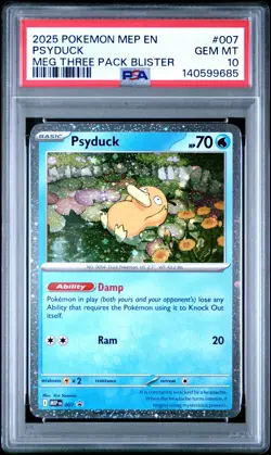 2025 POKEMON MEP EN-ME BLACK STAR PROMO #007 PSYDUCK PSA 10 - Image 1