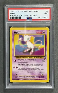2000 Pokemon Black Star #8 MEW Promo Pokemon League WOTC 8/53 Common Card PSA 9 - Image 1