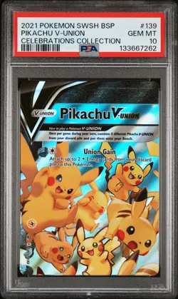 2021 POKEMON SWSH PROMO CELEBRATIONS COLLECTION #139 PIKACHU V-UNION PSA 10 - Image 1