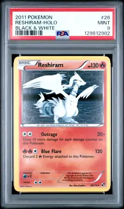 2011 POKEMON B&W #26 RESHIRAM-HOLO PSA 9 - Image 1