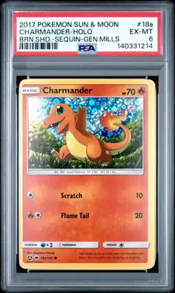 2017 POKEMON SUN & MOON BURNING SHADOWS #18A CHARMANDER-HOLO PSA 6 - Image 1