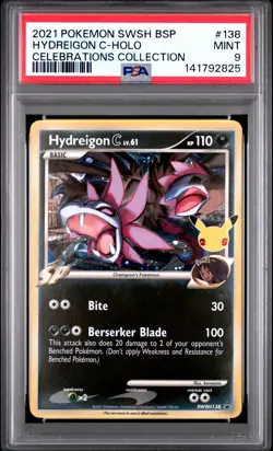 2021 POKEMON SWSH PROMO CELEBRATIONS COLLECTION #138 HYDREIGON C-HOLO PSA 9 - Image 1