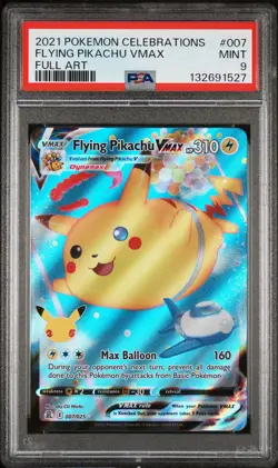 2021 POKEMON CELEBRATIONS #007 FULL ART/FLYING PIKACHU VMAX PSA 9 - Image 1