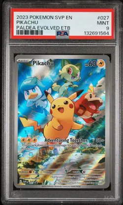 2023 POKEMON SVP EN-SV BLACK STAR PROMO #027 PIKACHU PSA 9 - Image 1