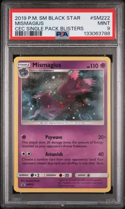 2019 POKEMON SM BLACK STAR PROMO #SM222 MISMAGIUS PSA 9 - Image 1