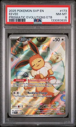 2025 POKEMON SVP EN-SV BLACK STAR PROMO #173 EEVEE PSA 8 - Image 1