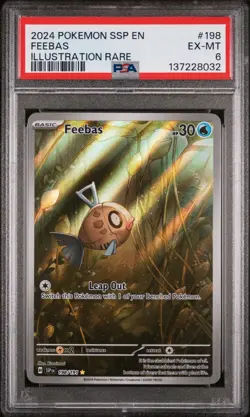 2024 POKEMON SSP EN-SURGING SPARKS ILLUSTRATION RARE #198 FEEBAS PSA 6 - Image 1
