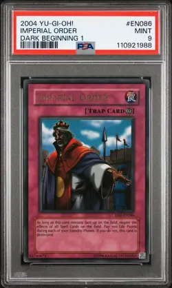 2004 YU-GI-OH! DARK BEGINNING 1 #EN086 IMPERIAL ORDER PSA 9 - Image 1