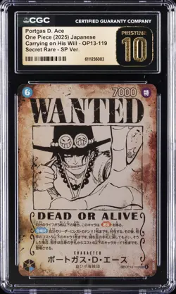 2025 ONE PIECE JPN CARRY OF HIS WILL WANTED AA PORTGAS D. ACE CGC 10 RISTINE - Image 1