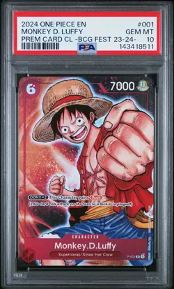 2024 ONE PIECE PREMIUM CARD COLLECTION BANDAI GAMES FEST MONKEY D. LUFFY PSA 10 - Image 1