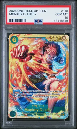 2025 ONE PIECE OP13-CARRYING ON HIS WILL #118 MONKEY D. LUFFY PSA 10 - Image 1