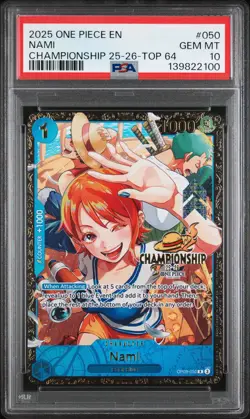 2025 ONE PIECE PROMOS CHAMPIONSHIP 25-26-TOP 64 #050 NAMI PSA 10 - Image 1
