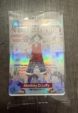 One Piece Monkey.D.Luffy College Basketball US Voyage Promo Card New Sealed - Image 1