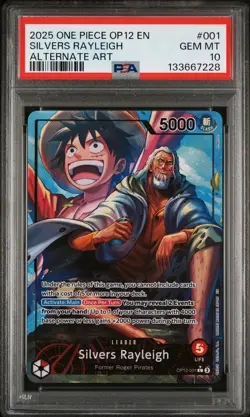 2025 ONE PIECE OP12-LEGACY OF THE MASTER ALTERNATE ART SILVERS RAYLEIGH PSA 10 - Image 1