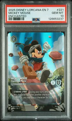 2025 DISNEY LORCANA EN 7-ARCHAZIA'S ISLAND ENCHANTED #221 MICKEY MOUSE PSA 10 - Image 1