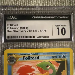 Pokemon Politoed Neo Discovery 1st Edition CGC 10 Rare Card 27/75 (2001) - Image 3