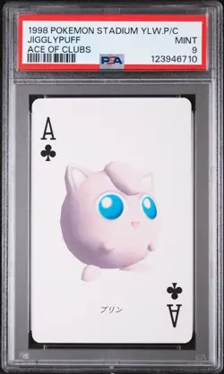 1998 POKEMON STADIUM YELLOW VERSION PLAYING CARDS ACE OF CLUBS JIGGLYPUFF PSA 9 - Image 1