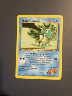 MISTY’S HORSEA Pokemon Card - 1st Edition - Gym Challenge - 87/132 - NM - Image 1