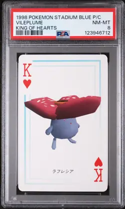 1998 POKEMON STADIUM BLUE VERSION PLAYING CARDS KING OF HEARTS VILEPLUME PSA 8 - Image 1