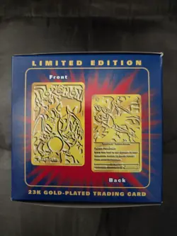Pokemon Burger King 23k Gold Plated Trading Card CHARIZARD Sealed Blue Box New - Image 3