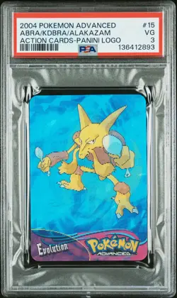 2004 POKEMON ADVANCED ACTION CARDS PANINI LOGO #15 ABRA/ALAKAZAM/KADABRA PSA 3 - Image 1