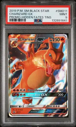2019 POKEMON SM BLACK STAR PROMO HIDDEN FATES TINS #SM211 CHARIZARD GX PSA 9 - Image 1