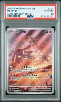 2024 POKEMON SSP EN-SURGING SPARKS ILLUSTRATION RARE #204 MESPRIT PSA 10 - Image 1
