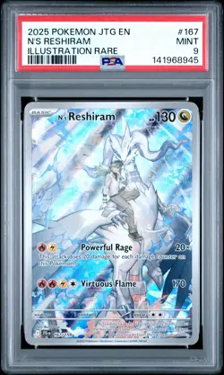 2025 POKEMON JTG EN-JOURNEY TOGETHER ILLUSTRATION RARE #167 N'S RESHIRAM PSA 9 - Image 1