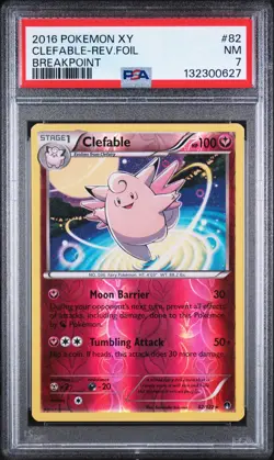 2016 POKEMON XY BREAKPOINT #82 CLEFABLE-REVERSE FOIL PSA 7 - Image 1