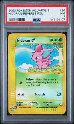 2003 POKEMON AQUAPOLIS #96 NIDORAN-REVERSE FOIL PSA 7 - Image 1