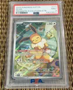 Eevee 173 2025 Illustration Pokemon Black Star Promo Prismatic Evolutions PSA 9 - Image 1