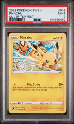 2022 POKEMON SWORD & SHIELD SILVER TEMPEST #049 PIKACHU PSA 9 - Image 1