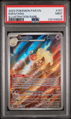 2023 POKEMON PAR EN-PARADOX RIFT ILLUSTRATION RARE #197 ESPATHRA PSA 9 - Image 1