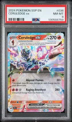 Pokemon Surging Sparks Ceruledge ex 036/191 Double Rare PSA 8 - Image 1