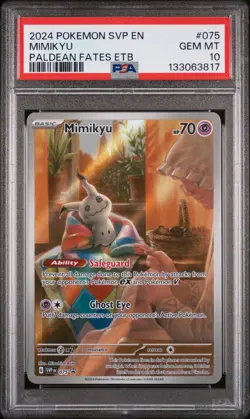 2024 POKEMON SVP PALDEAN FATES ETB PROMO #075 MIMIKYU PSA 10 - Image 1