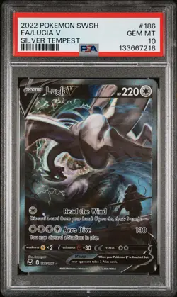 2022 POKEMON SWORD & SHIELD SILVER TEMPEST #186 FULL ART/LUGIA V PSA 10 - Image 1