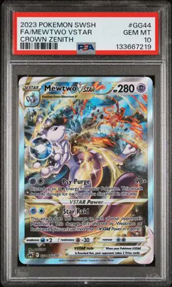 2023 POKEMON SWORD & SHIELD CROWN ZENITH #GG44 FULL ART/MEWTWO VSTAR PSA 10 - Image 1