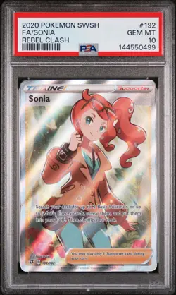 2020 POKEMON SWORD & SHIELD REBEL CLASH #192 FULL ART/SONIA PSA 10 - Image 1