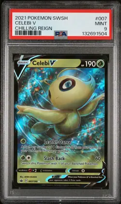 2021 POKEMON SWORD & SHIELD CHILLING REIGN #007 CELEBI V PSA 9 - Image 1